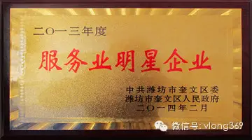 熱烈祝賀威龍公司榮獲“服務業(yè)明星企業(yè)”稱號